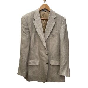 Haspel Mens‎ Silk Tweed Blazer Sport Coat Two Button Casual Size 44L Suit Jacket